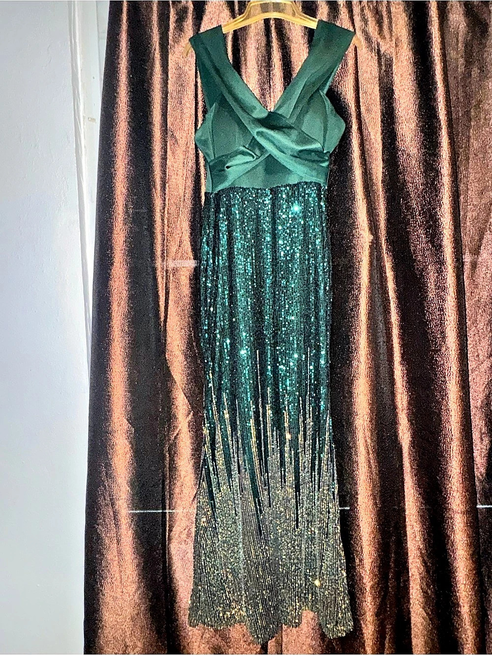 Lulus Photo Finish Forest Green Sequin Lace-Up Maxi Dress